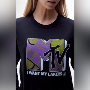 VTG Junk Food MTV I Want My Lakers Black Sweatshirt Crewneck Women’s Size Small